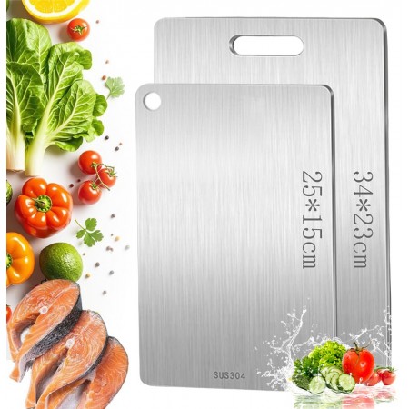 JMGRTYT 2 Pcs Titanium Cutting Board, Multifunctional Titanium Chopping Board,Double-Sided Food Grade, Pure Titanium Cutting Board,for Ensure The Original Taste of The Ingredients